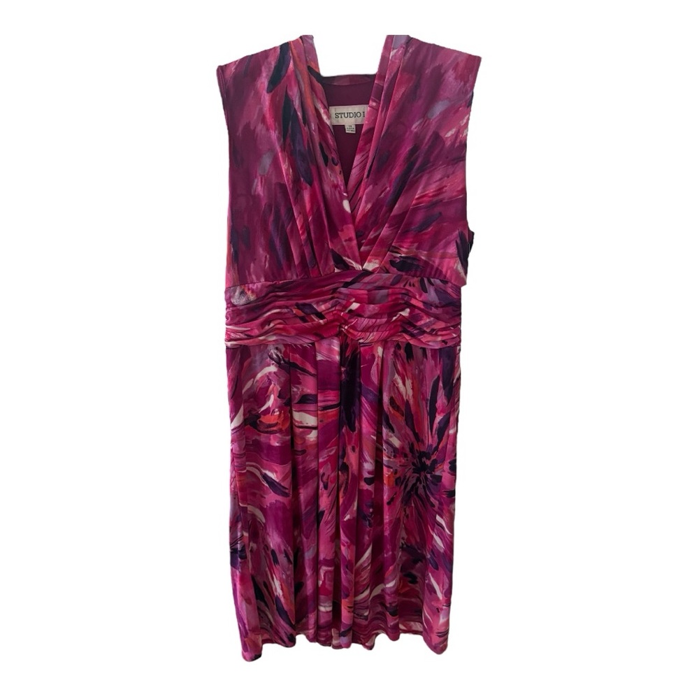 Studio I Pink Sleeveless Ruched Sundress Size 14